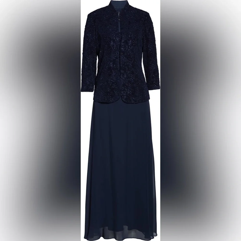 Alex Evening Sequin Mock Two-Piece Gown with Jacket. Size 8 - Picture 7 of 9